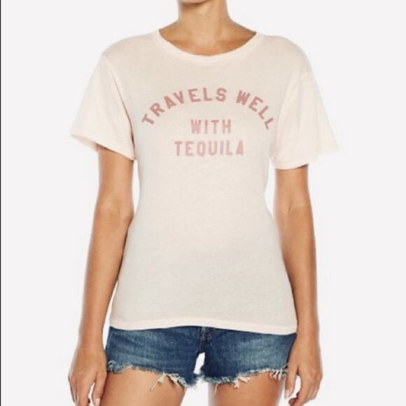 NWT Wildfox Travels Well With Tequila Pink T-Shirt - Picture 1 of 6
